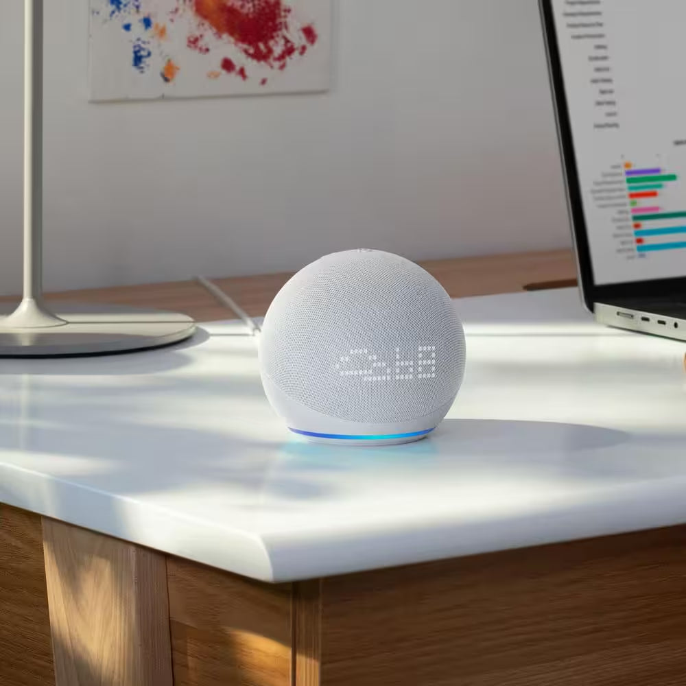 Echo Dot (5Th Gen, 2022 Release) with Clock Smart Speaker with Clock and Alexa, Glacier White