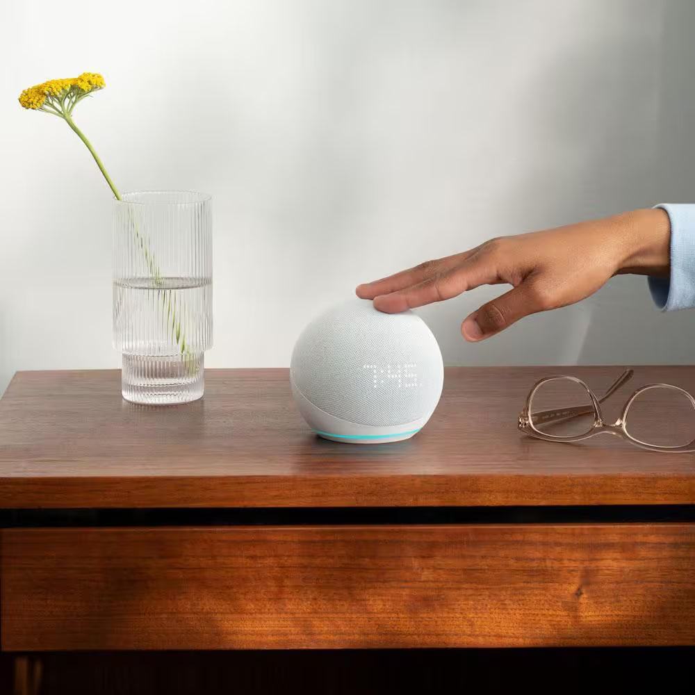 Echo Dot (5Th Gen, 2022 Release) with Clock Smart Speaker with Clock and Alexa, Glacier White